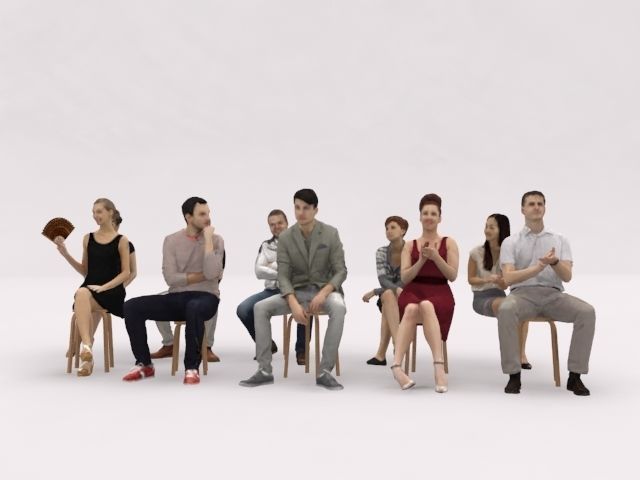 10x LOW POLY ELEGANT CASUAL SITTING PEOPLE VOL01 CROWD Low-poly 3D model_2