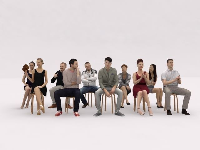 10x LOW POLY ELEGANT CASUAL SITTING PEOPLE VOL01 CROWD Low-poly 3D model_1