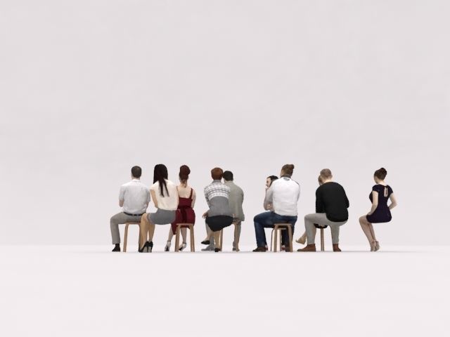 10x LOW POLY ELEGANT CASUAL SITTING PEOPLE VOL01 CROWD Low-poly 3D model_8