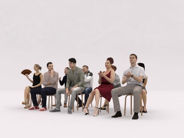 10x LOW POLY ELEGANT CASUAL SITTING PEOPLE VOL01 CROWD Low-poly 3D model_3