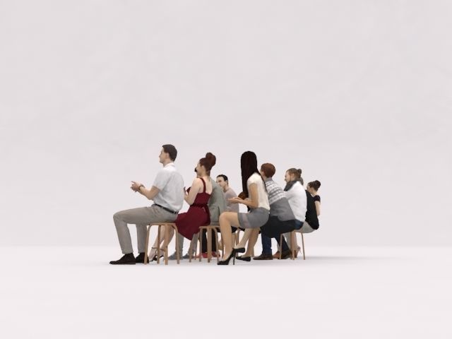 10x LOW POLY ELEGANT CASUAL SITTING PEOPLE VOL01 CROWD Low-poly 3D model_6