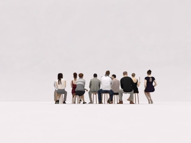 10x LOW POLY ELEGANT CASUAL SITTING PEOPLE VOL01 CROWD Low-poly 3D model_9
