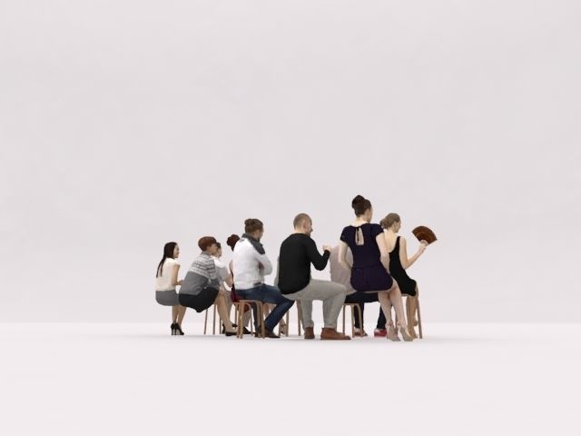 10x LOW POLY ELEGANT CASUAL SITTING PEOPLE VOL01 CROWD Low-poly 3D model_11