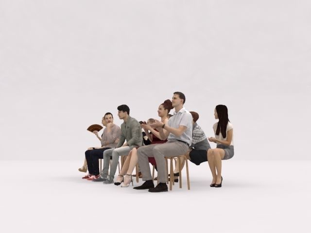 10x LOW POLY ELEGANT CASUAL SITTING PEOPLE VOL01 CROWD Low-poly 3D model_4