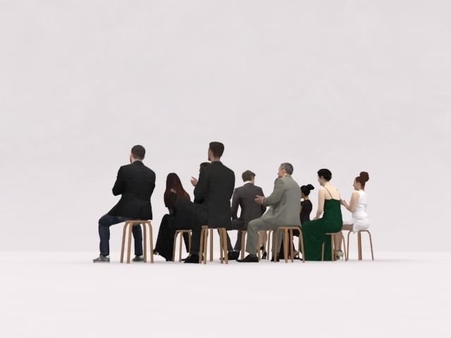 10x LOW POLY ELEGANT CASUAL PEOPLE AUDIENCE VOL01 CROWD Low-poly 3D model_7