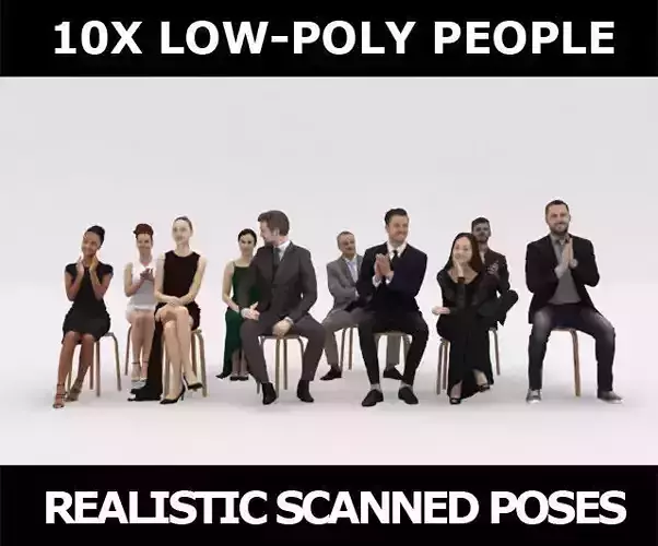 10x LOW POLY ELEGANT CASUAL PEOPLE AUDIENCE VOL01 CROWD Low-poly 3D model