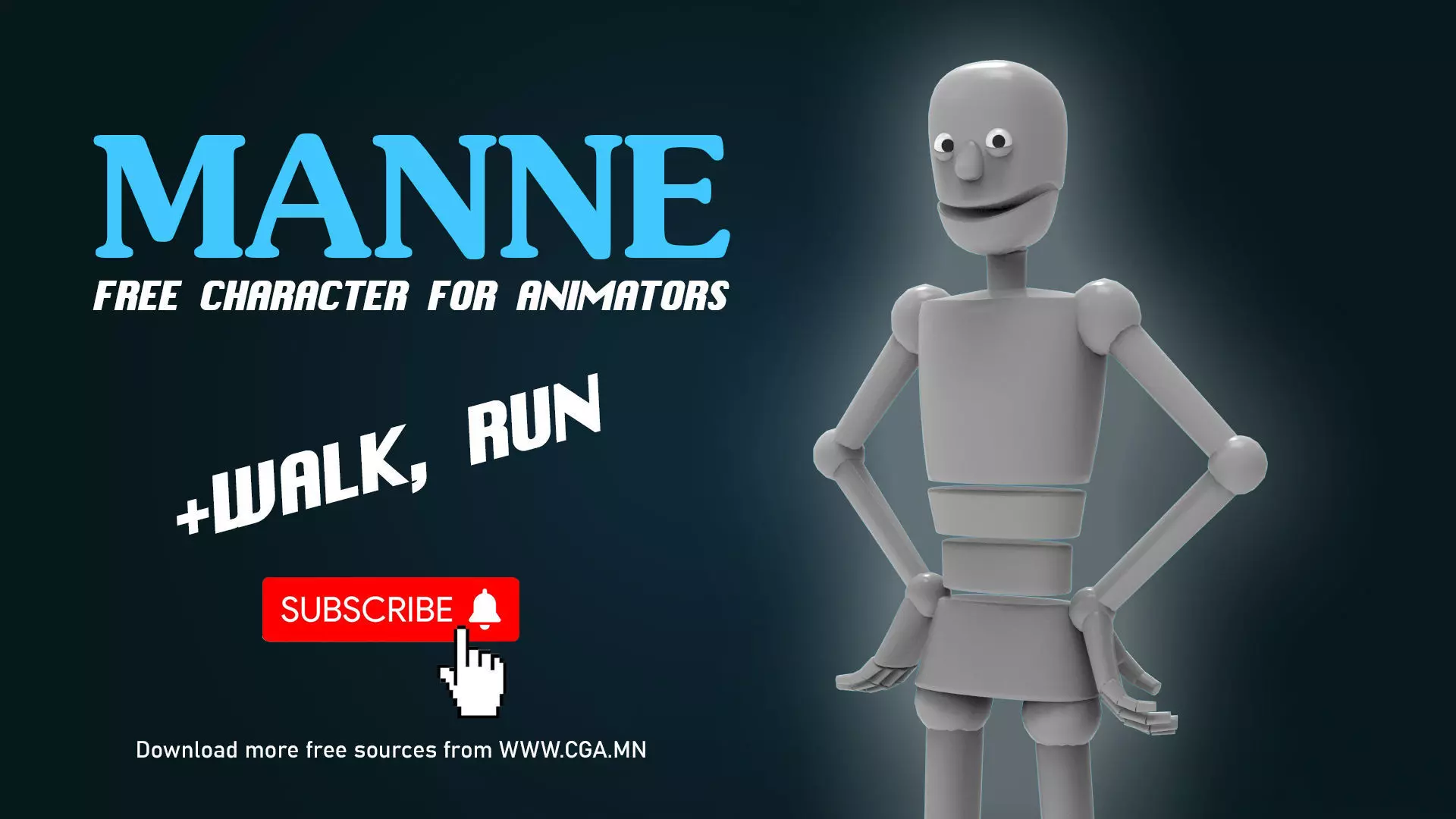 The Manne - Free Animated Mannequin Rig by CGA Free low-poly 3D model