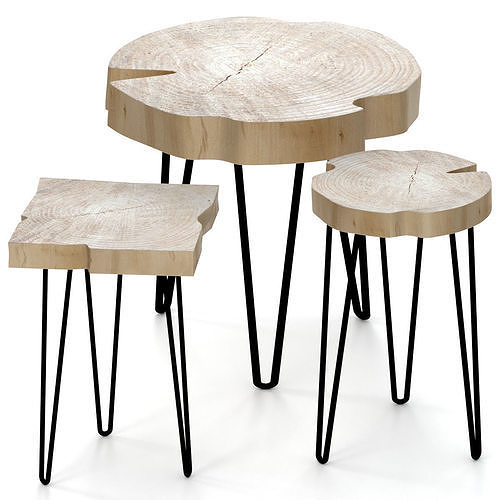 Set of coffee tables made of slab 3D model