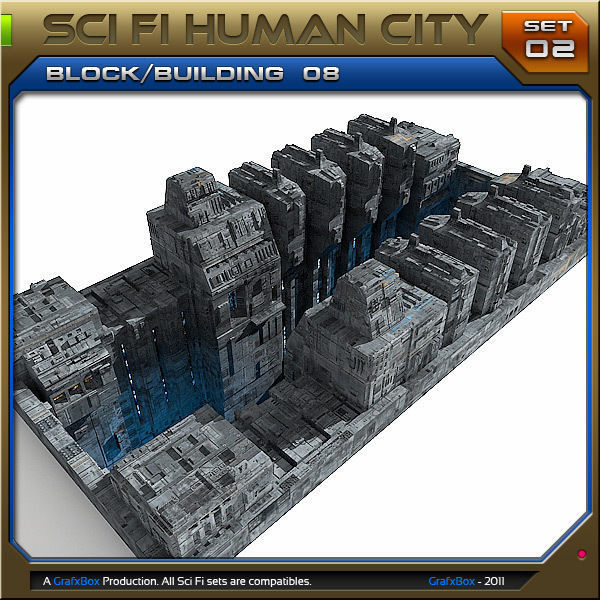 SciFi Human City - Pack Low-poly 3D model_14