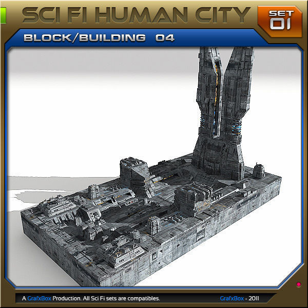 SciFi Human City - Pack Low-poly 3D model_8