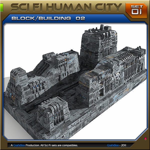 SciFi Human City - Pack Low-poly 3D model_6