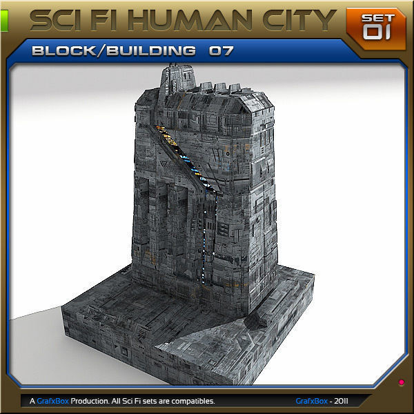 SciFi Human City - Pack Low-poly 3D model_4