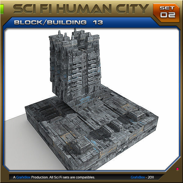 SciFi Human City - Pack Low-poly 3D model_19
