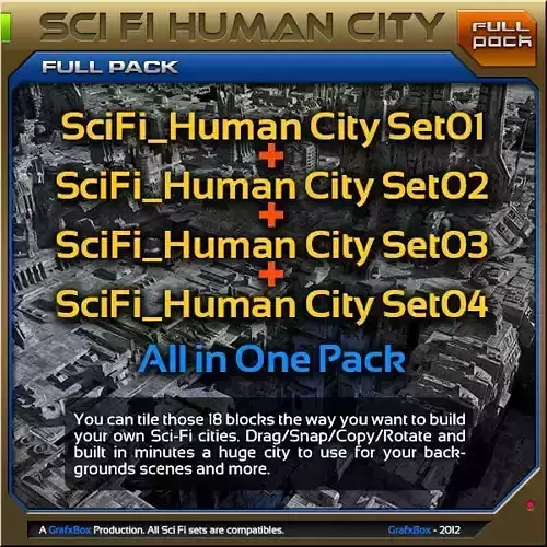 SciFi Human City - Pack Low-poly 3D model SciFi Human City - Pack Low-poly 3D model