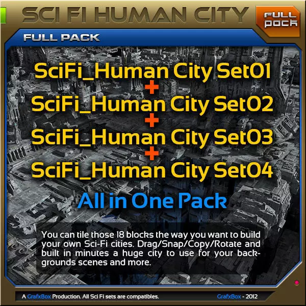 SciFi Human City - Pack Low-poly 3D model_0