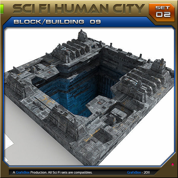SciFi Human City - Pack Low-poly 3D model_15