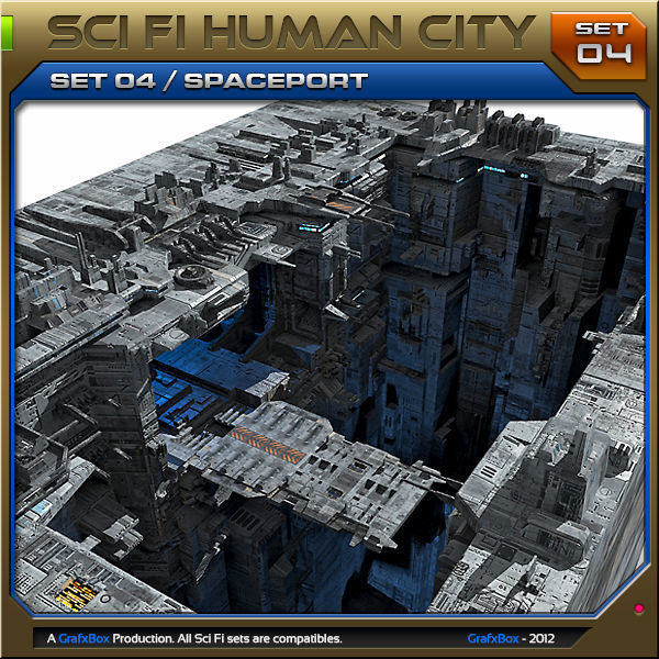 SciFi Human City - Pack Low-poly 3D model_2