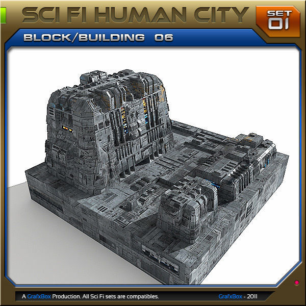 SciFi Human City - Pack Low-poly 3D model_10