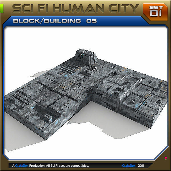 SciFi Human City - Pack Low-poly 3D model_9