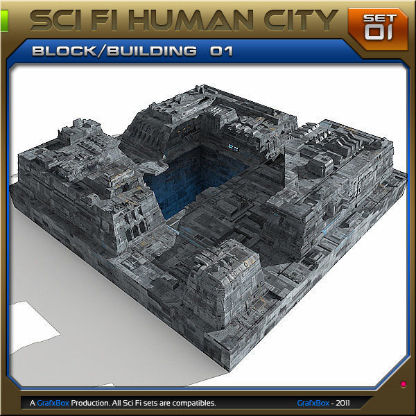 SciFi Human City - Pack Low-poly 3D model_5