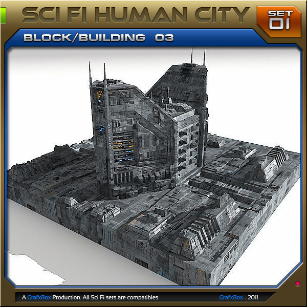 SciFi Human City - Pack Low-poly 3D model_7