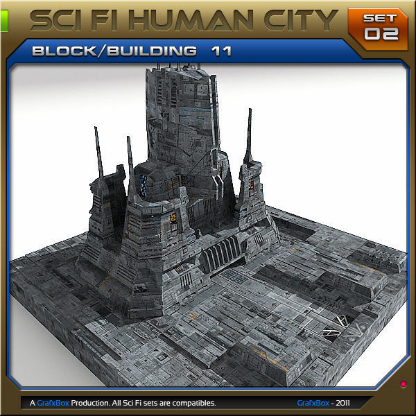 SciFi Human City - Pack Low-poly 3D model_17