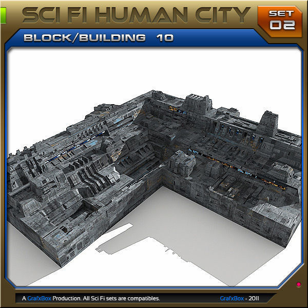 SciFi Human City - Pack Low-poly 3D model_16