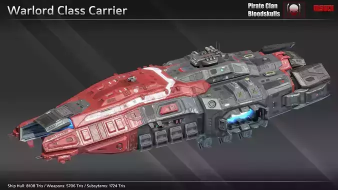 Spaceship Warlord Carrier Low-poly 3D model