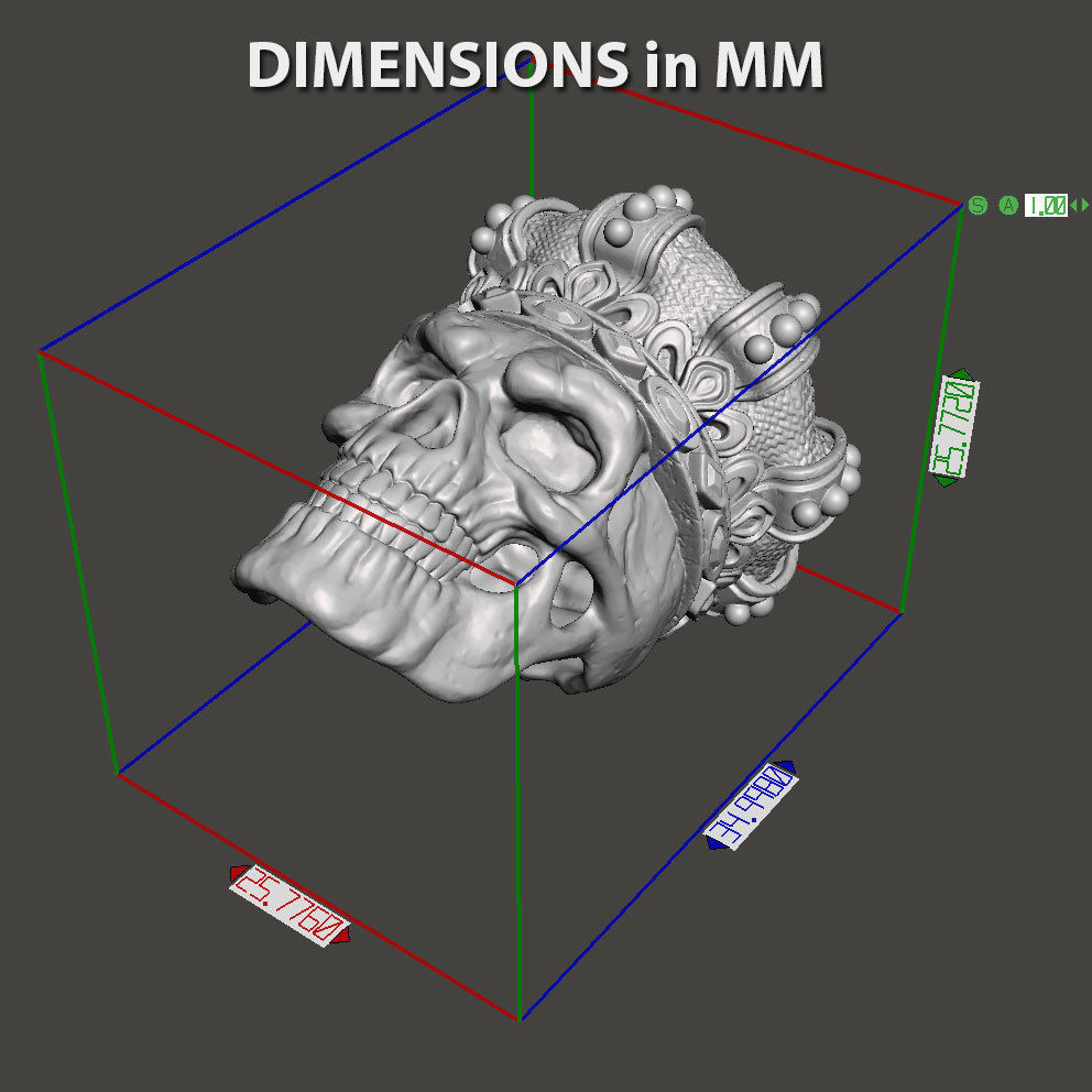 skull pendant jewelry King  with crown vol1 3D print model_6