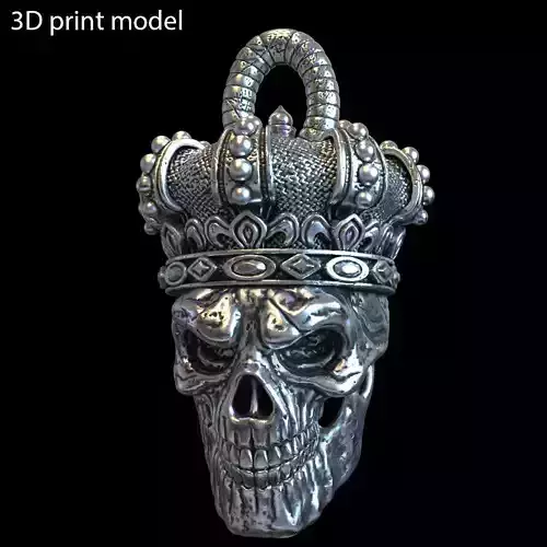 skull pendant jewelry King  with crown vol1 3D print model
