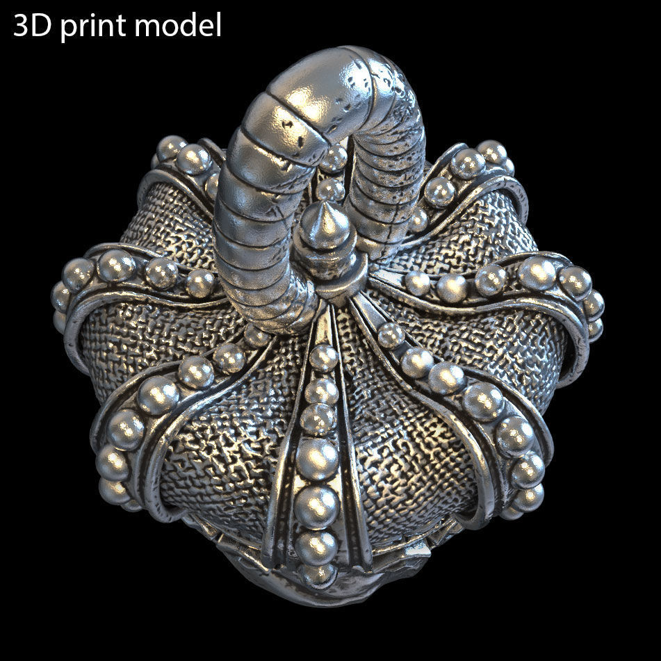 skull pendant jewelry King  with crown vol1 3D print model_5