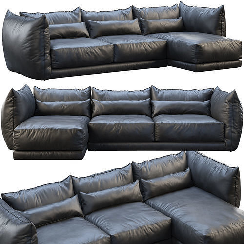 Montauk Jane leather sofa 3D model