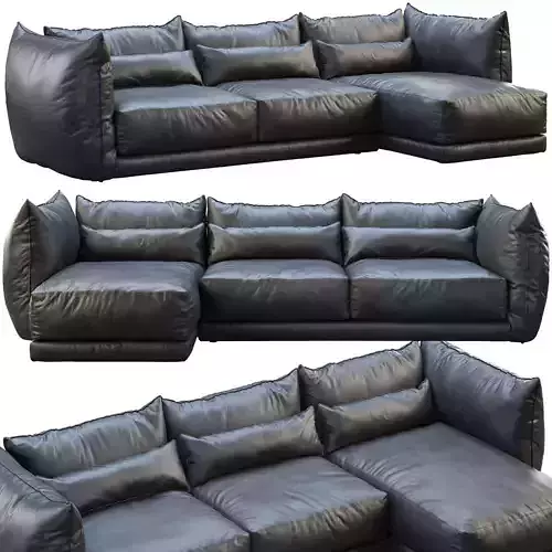 Montauk Jane leather sofa 3D model