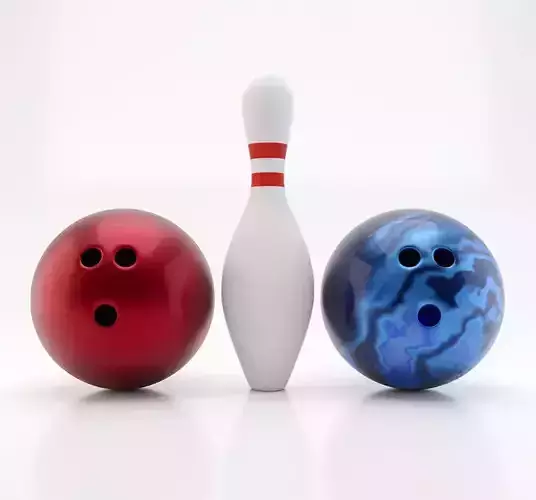 Bowling Balls and Pin 3D model
