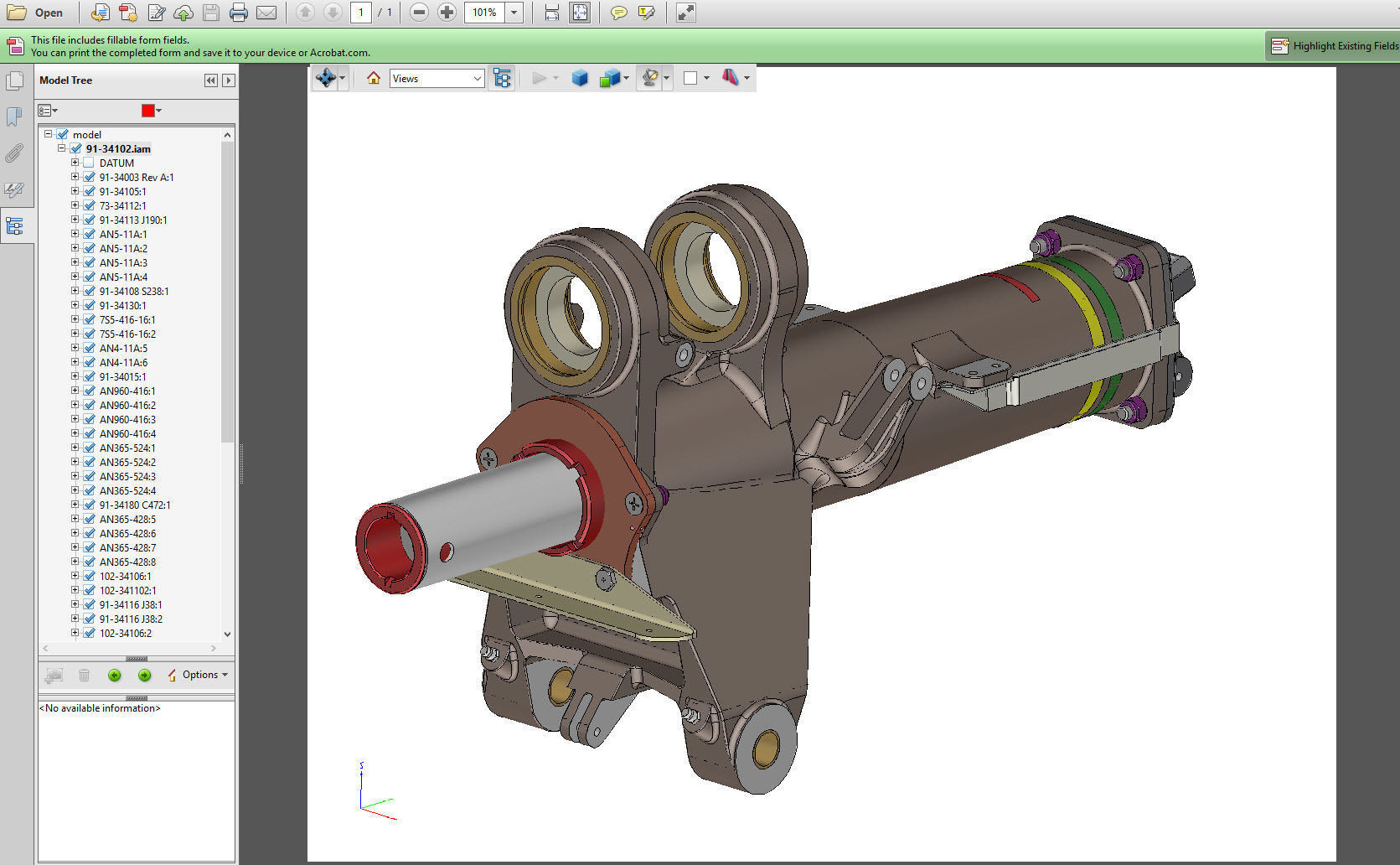 P-51BC and Early D Mustang Tail Wheel Shock Housing Sub Assembly 3D print model_2