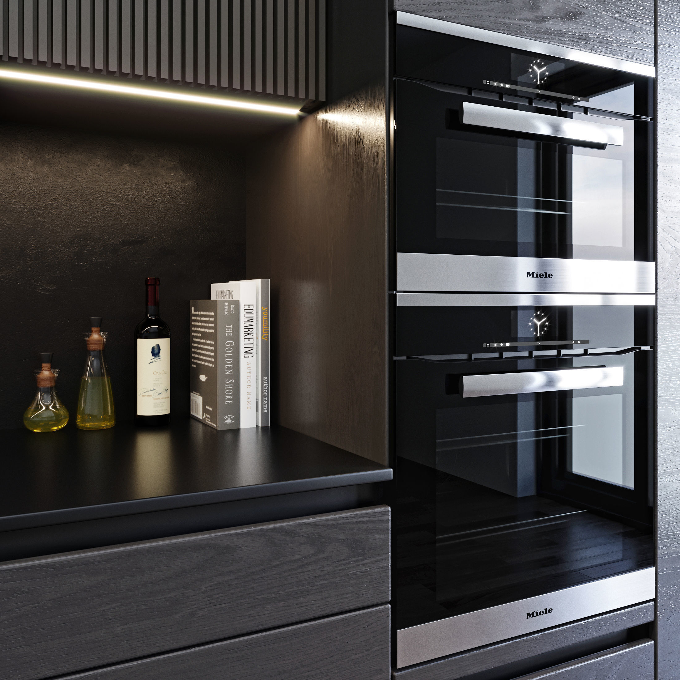Black modern kitchen  3D model_8