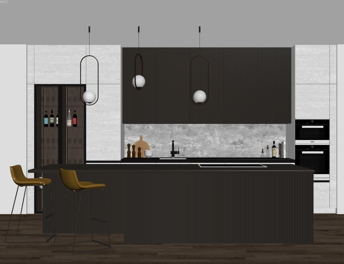 Black modern kitchen  3D model_15