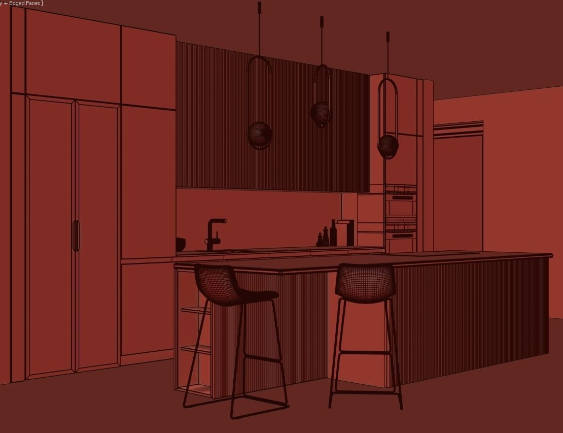 Black modern kitchen  3D model_18
