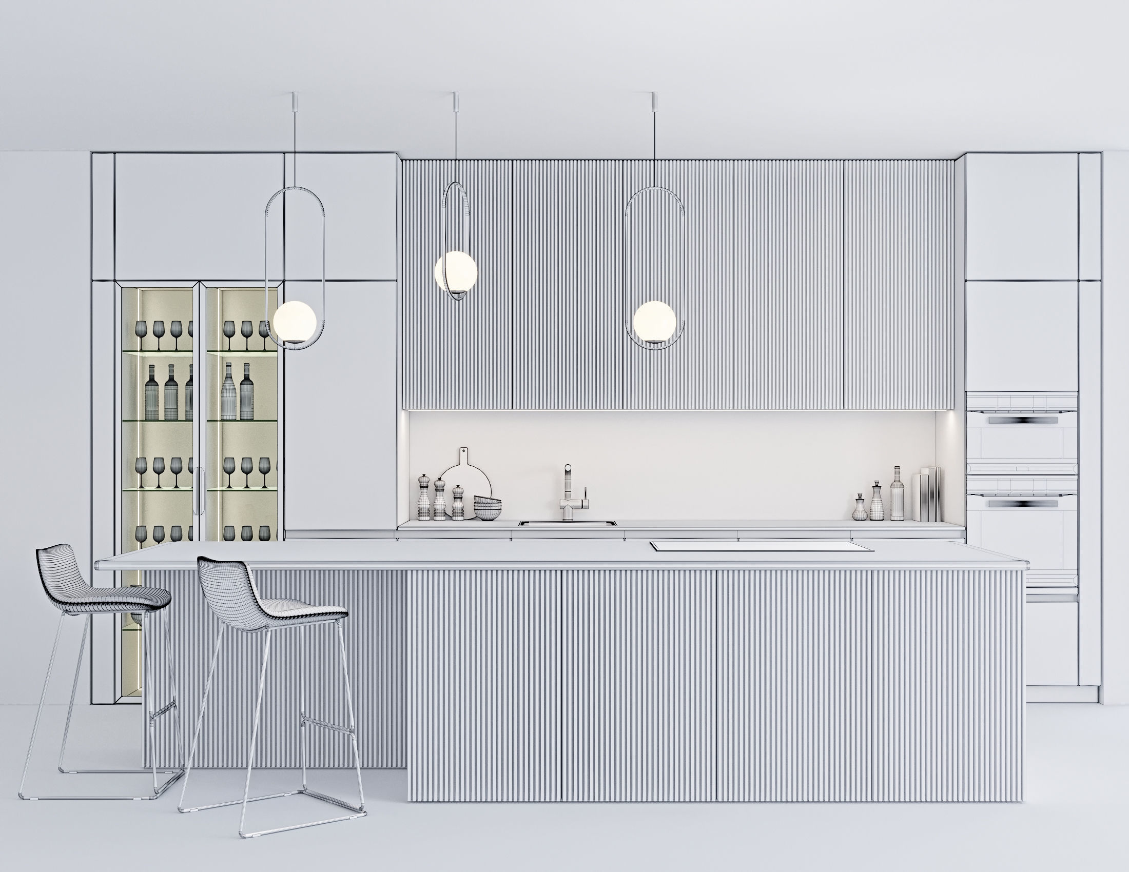 Black modern kitchen  3D model_12