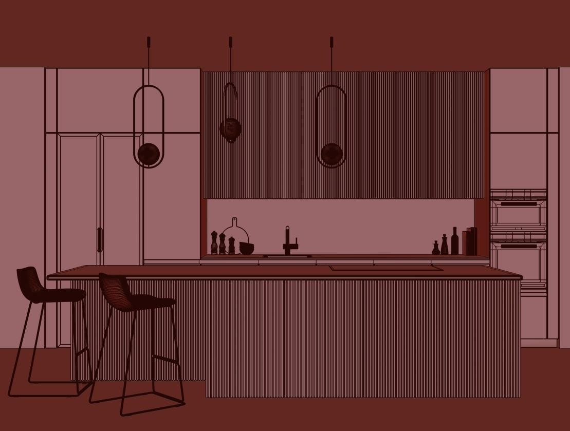 Black modern kitchen  3D model_16