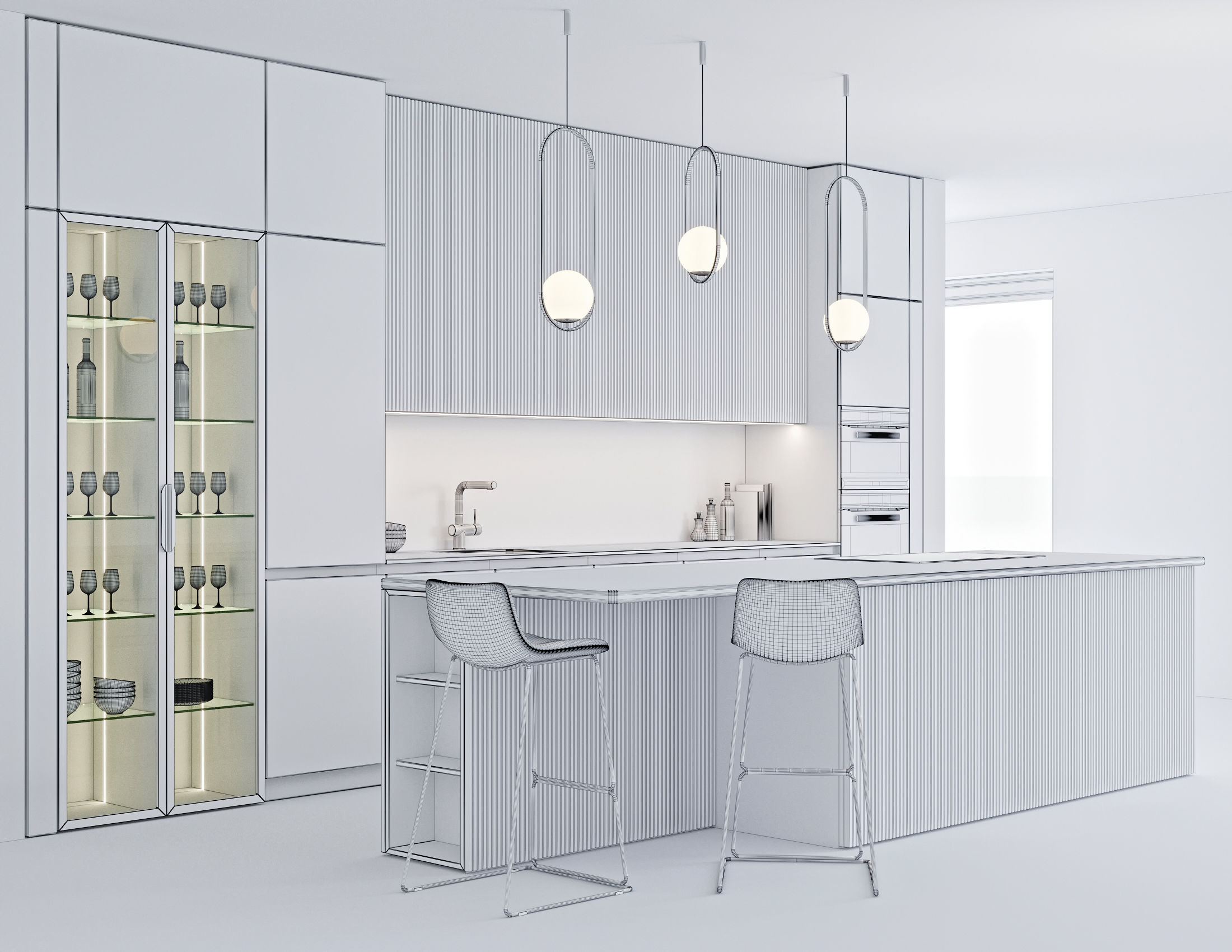 Black modern kitchen  3D model_11