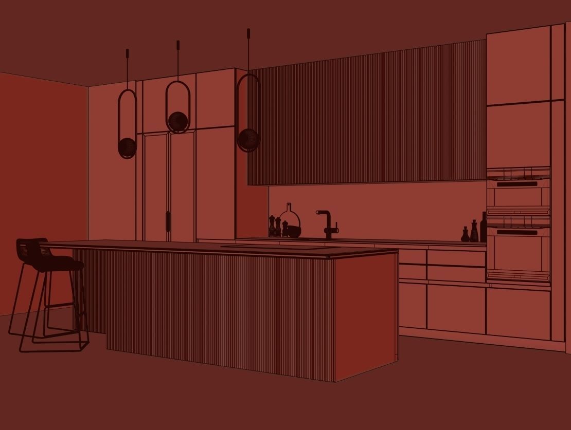 Black modern kitchen  3D model_14