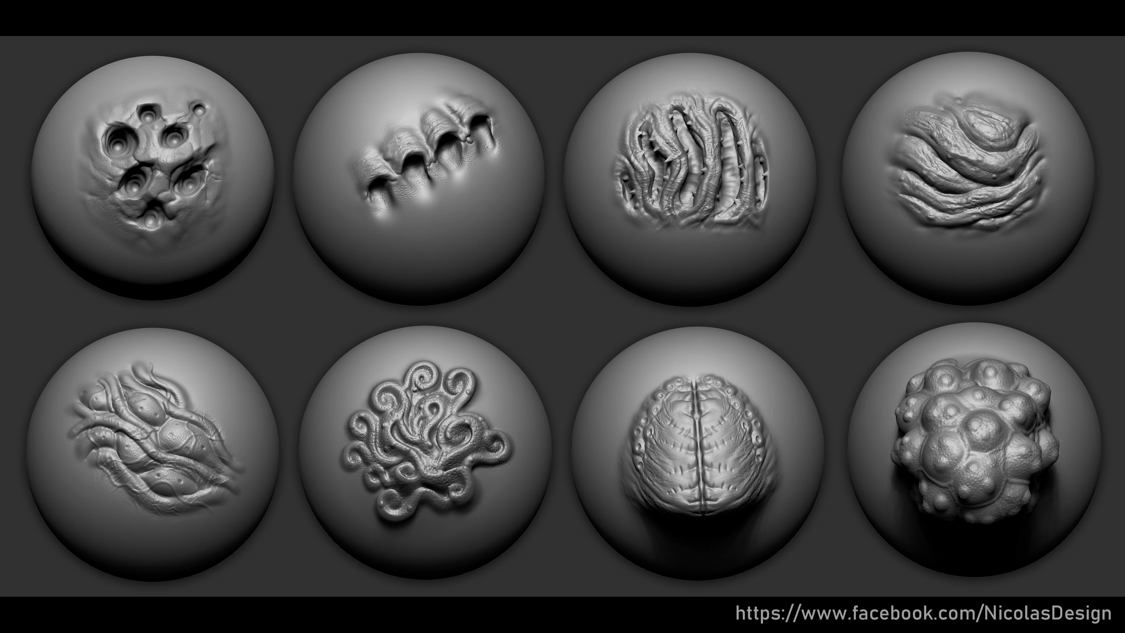 Zbrush - Horror VDM Brush Low-poly 3D model_6
