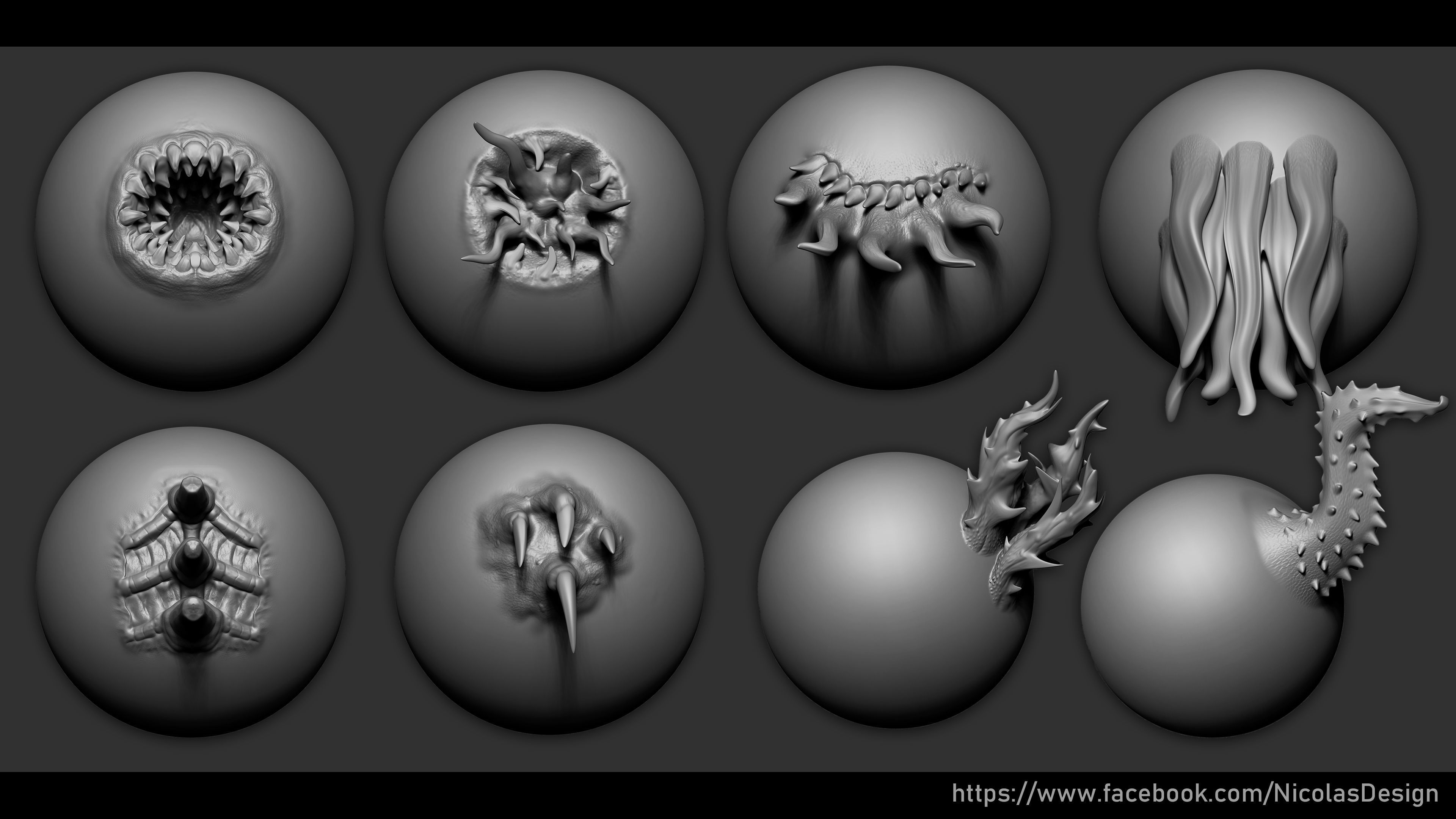 Zbrush - Horror VDM Brush Low-poly 3D model_4