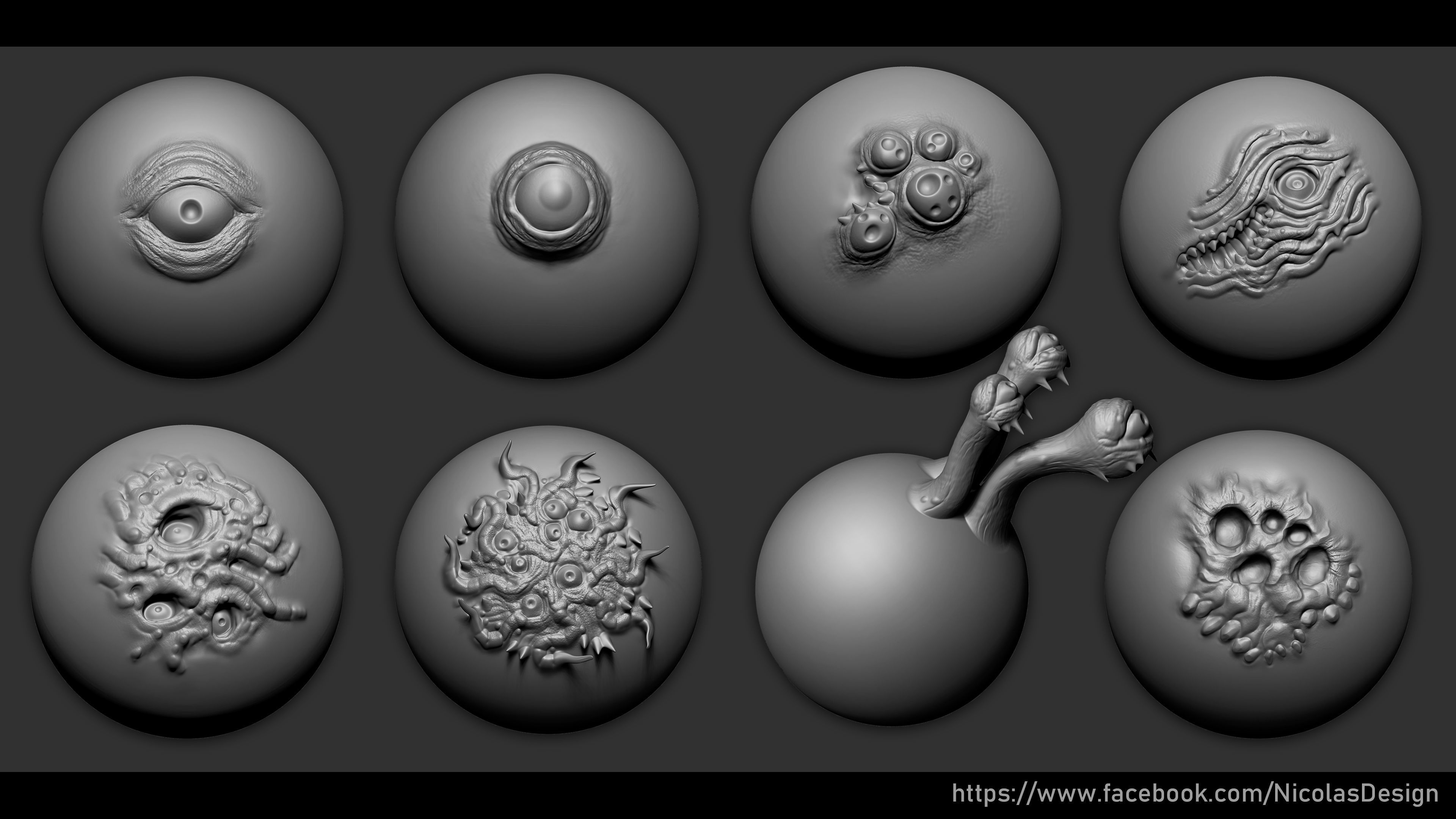 Zbrush - Horror VDM Brush Low-poly 3D model_5