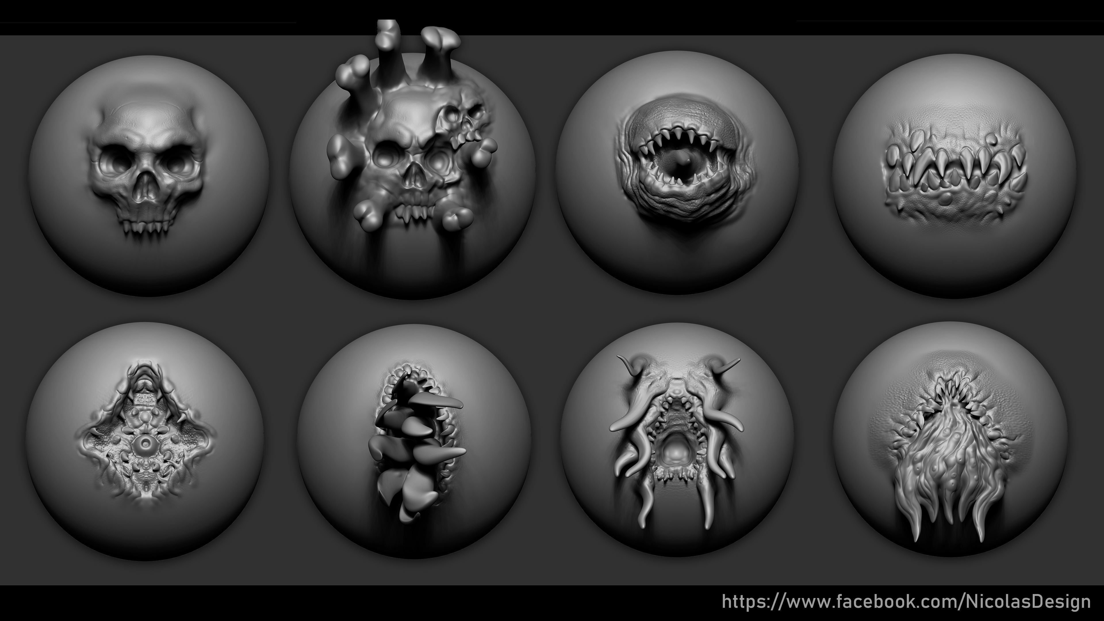 Zbrush - Horror VDM Brush Low-poly 3D model_3