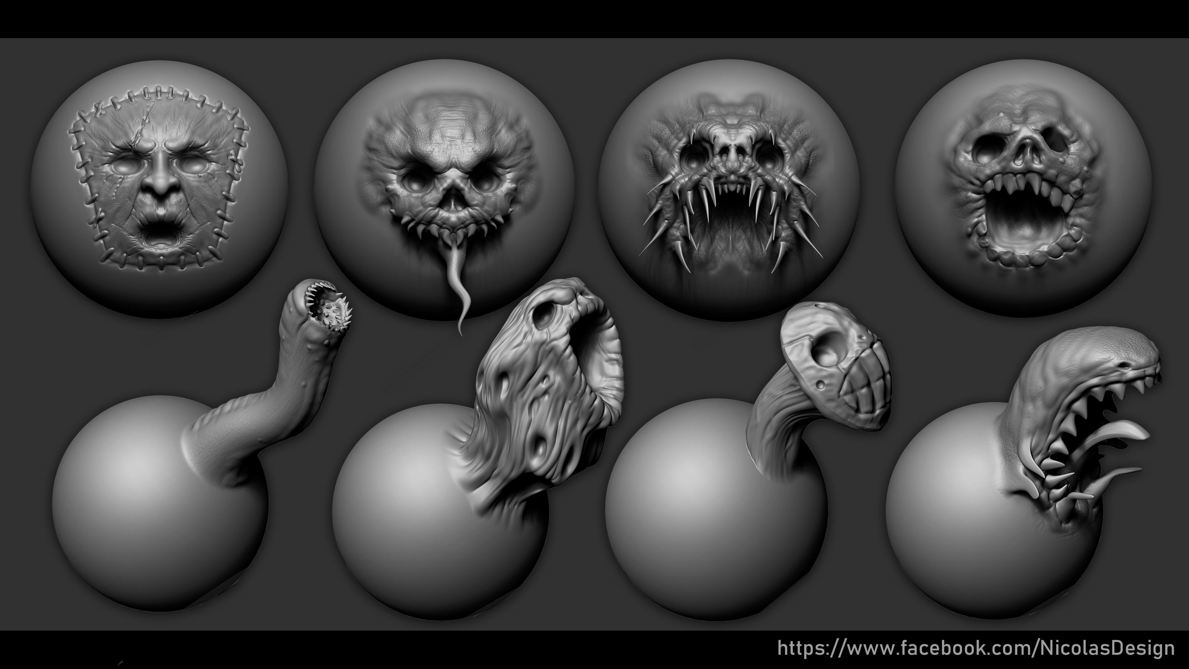 Zbrush - Horror VDM Brush Low-poly 3D model_2