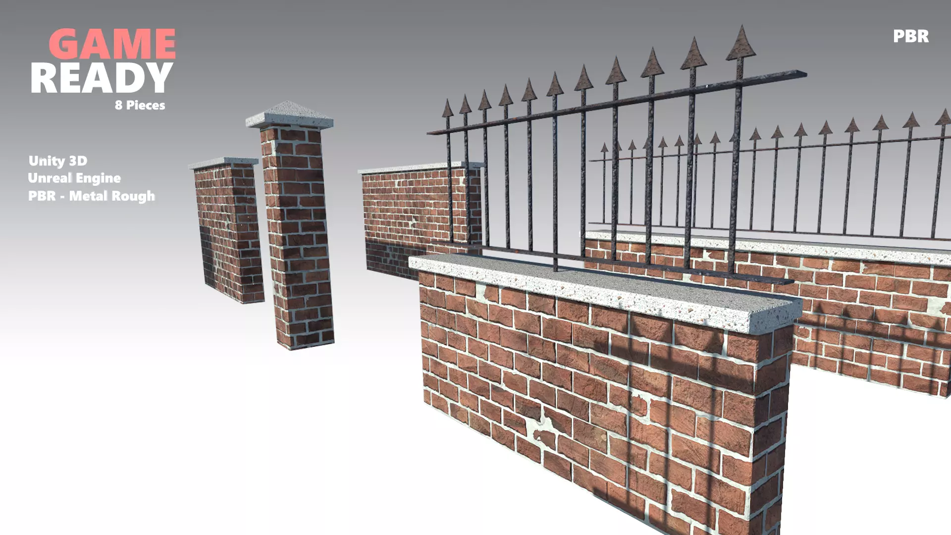 Brick Wall Pack PBR - Modular - Version 3 - Low-poly 3D model_0