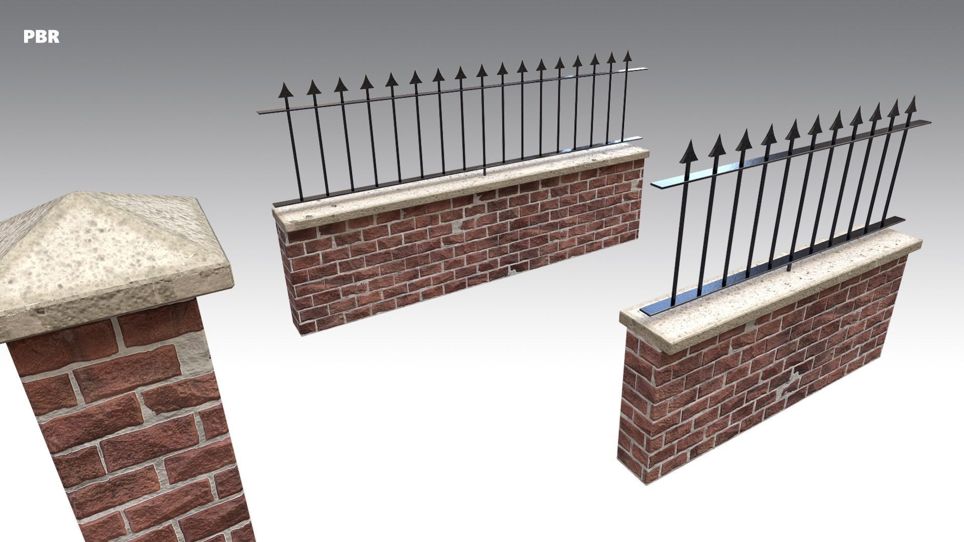 Brick Wall Pack PBR - Modular - Version 3 - Low-poly 3D model_7