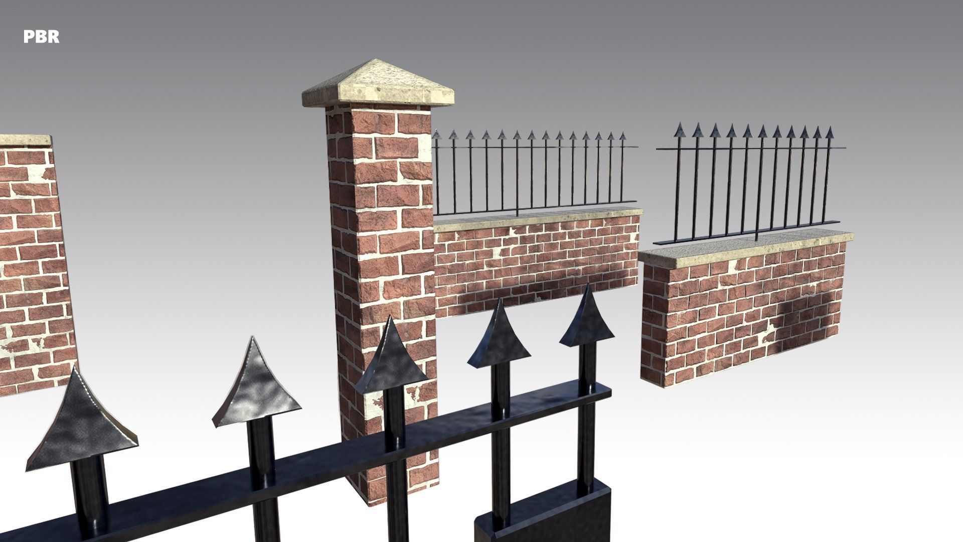 Brick Wall Pack PBR - Modular - Version 3 - Low-poly 3D model_8